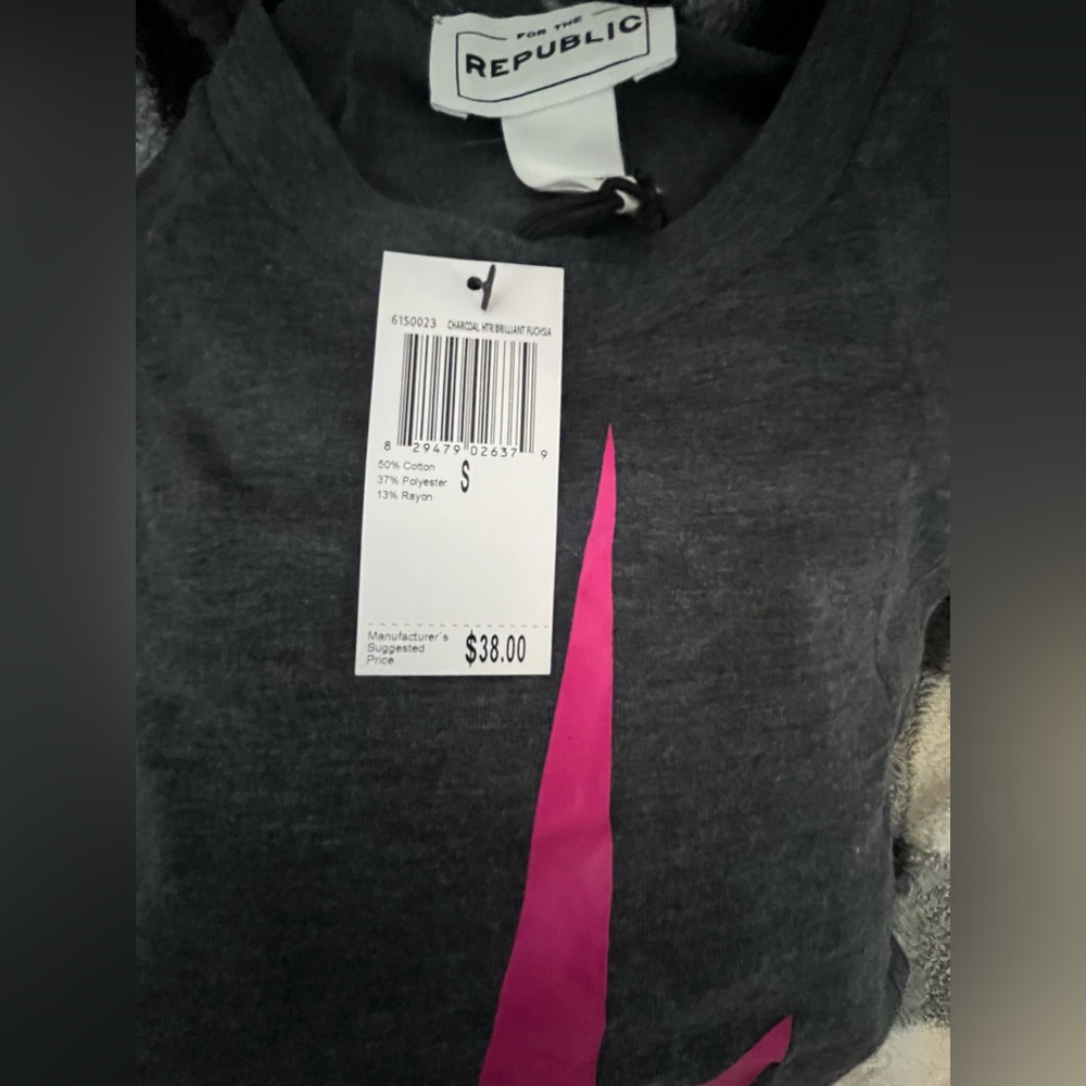NWT FOR THE REPUBLIC Retro Lightening Bolt Graphic Women Cotton Blend Tee - Picture 5 of 7